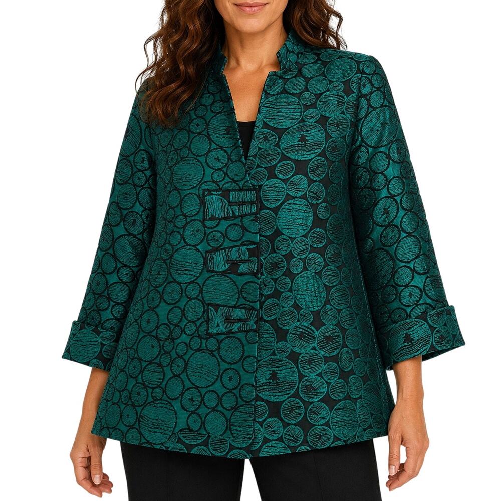 Moonlight by Y & S Medium Wearable Art to Wear Green Formal Jacket Shirt Top
